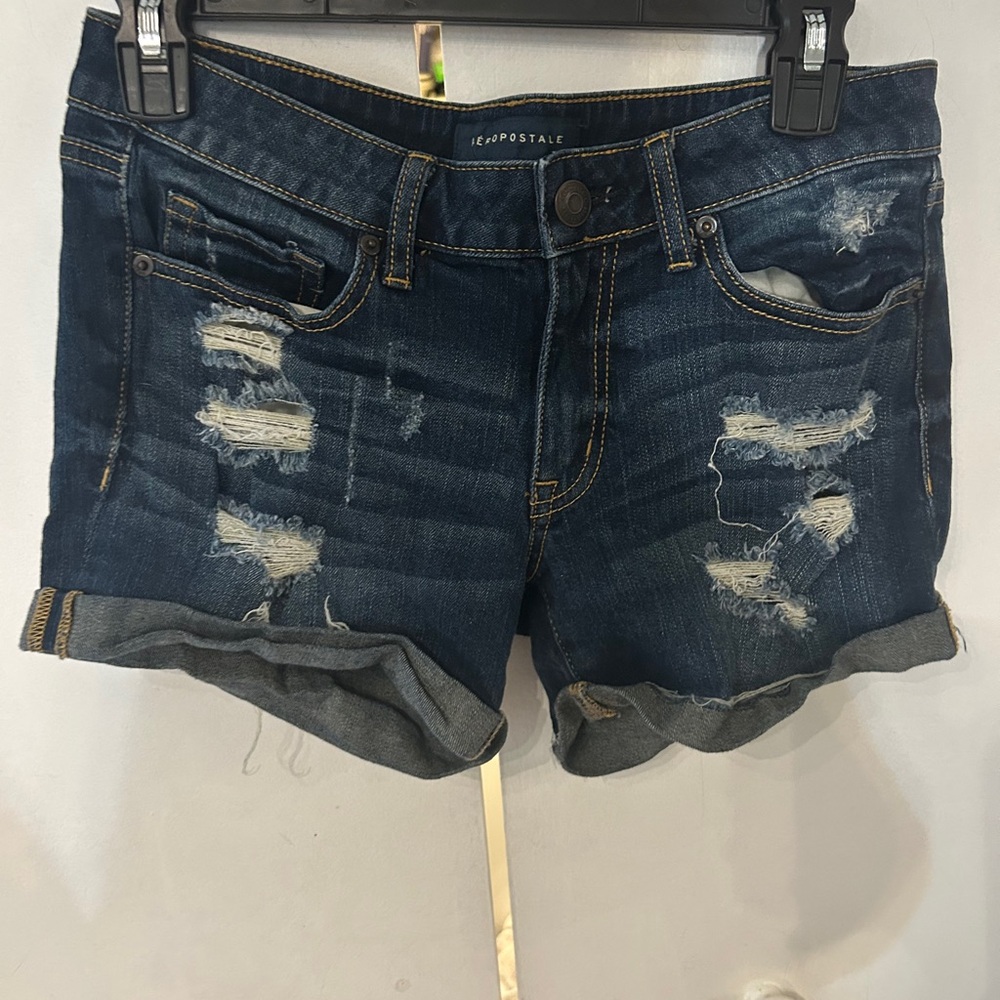 Aeropostale Blue Jean Shorts Distressed Style